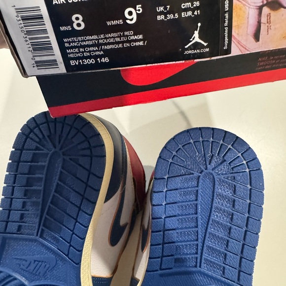 Used Nike Union X Air Jordan 1 OG Hi Retro“Blue Toe” men's shoes sz 8 - Picture 7 of 7